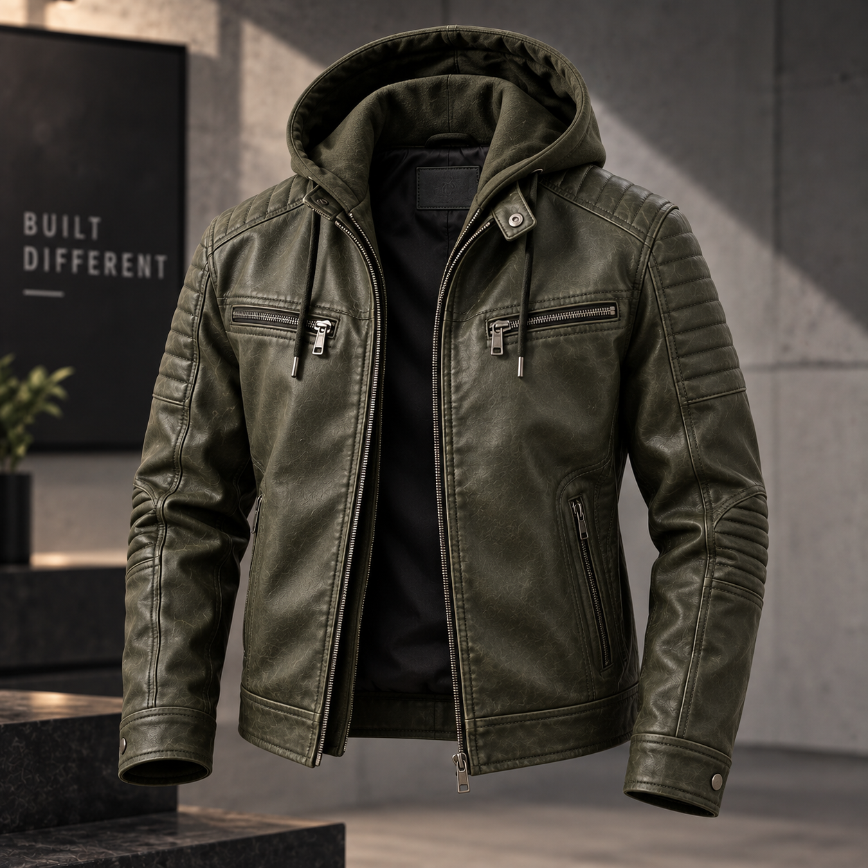 Hooded Leather Jacket